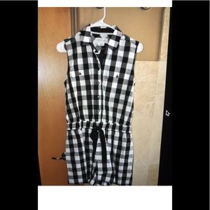 Preowned Kate Spade Broome Street Gingham Plaid Button Front Romper M